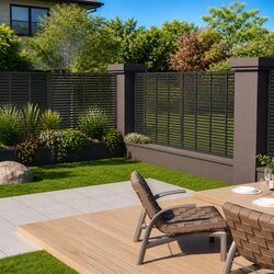 Louver Fence Panel WPC Grey 180x180cm Outdoor Garden Screen Patio Partition