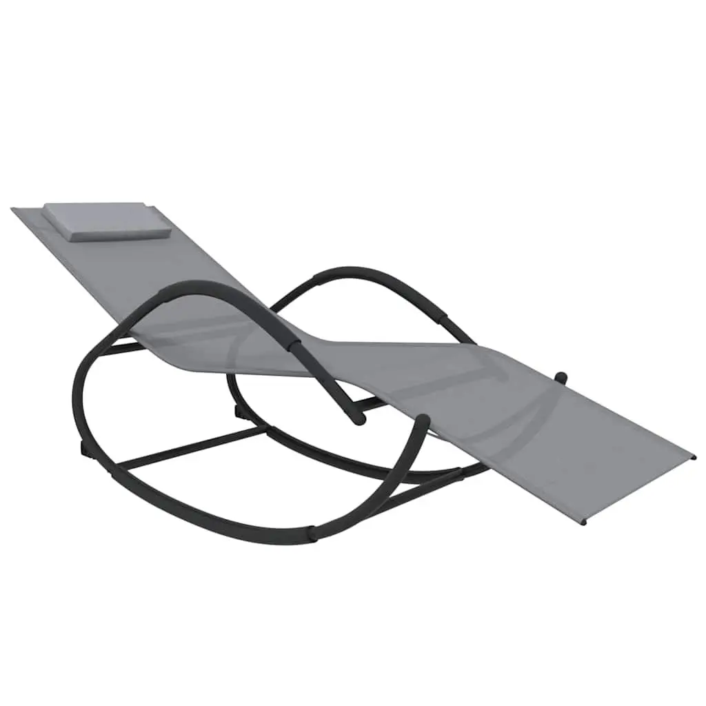 Rocking Chair Sun Loungers Grey 2 Piece Set Outdoor Garden Ergonomic Relaxation