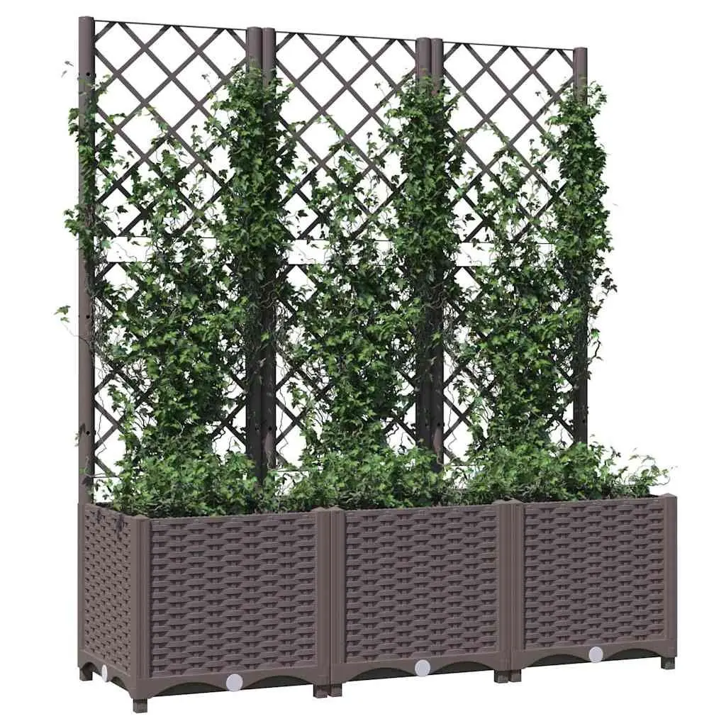 Garden Planter with Trellis Integrated Support Large Brown Outdoor