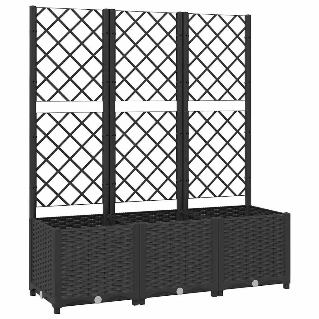Raised Garden Planter with Trellis Black 120x40x136cm Vertical Support for Climbing Plants