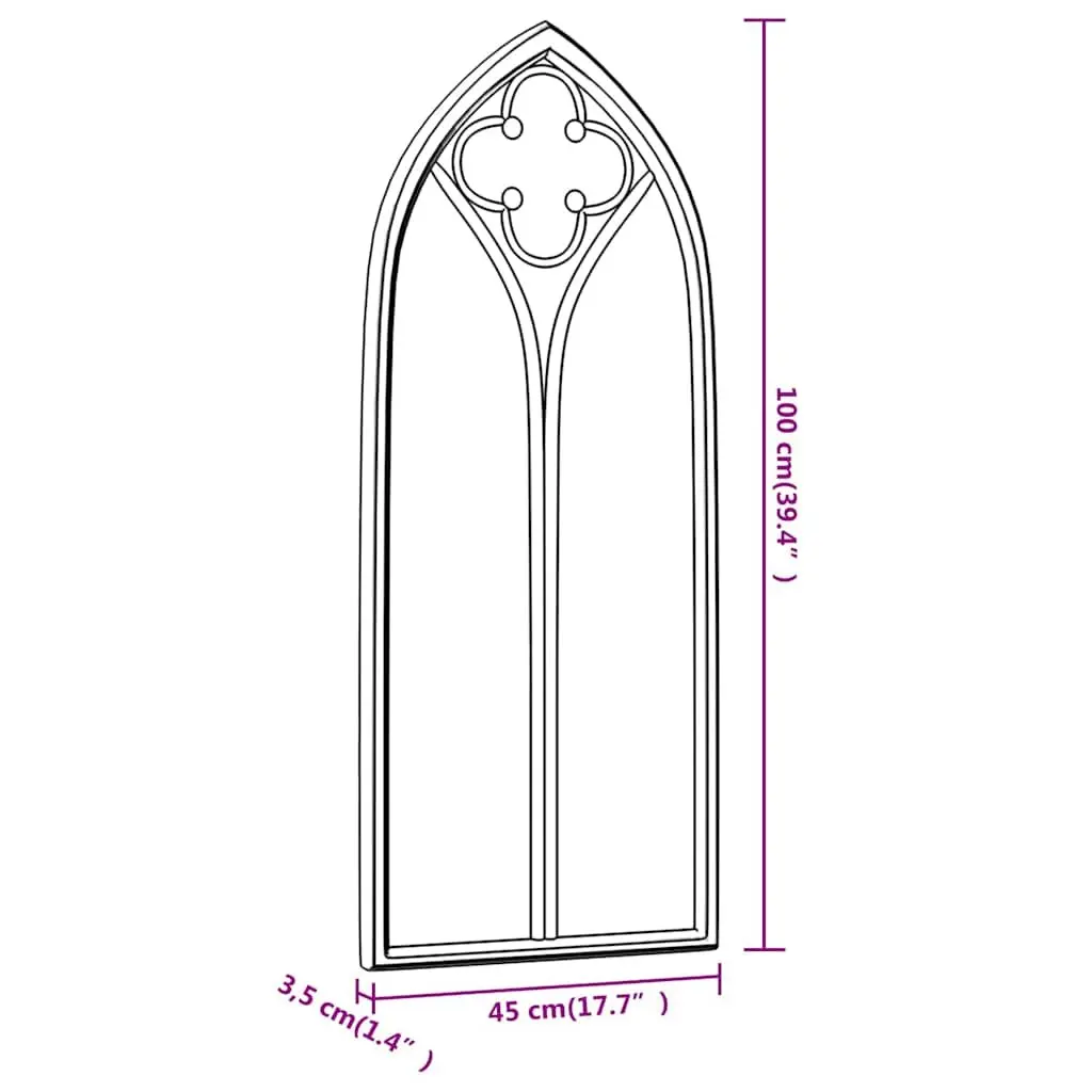 Garden Mirror Iron Black 100x45 cm Outdoor Wall Mounted Decorative Rust Effect