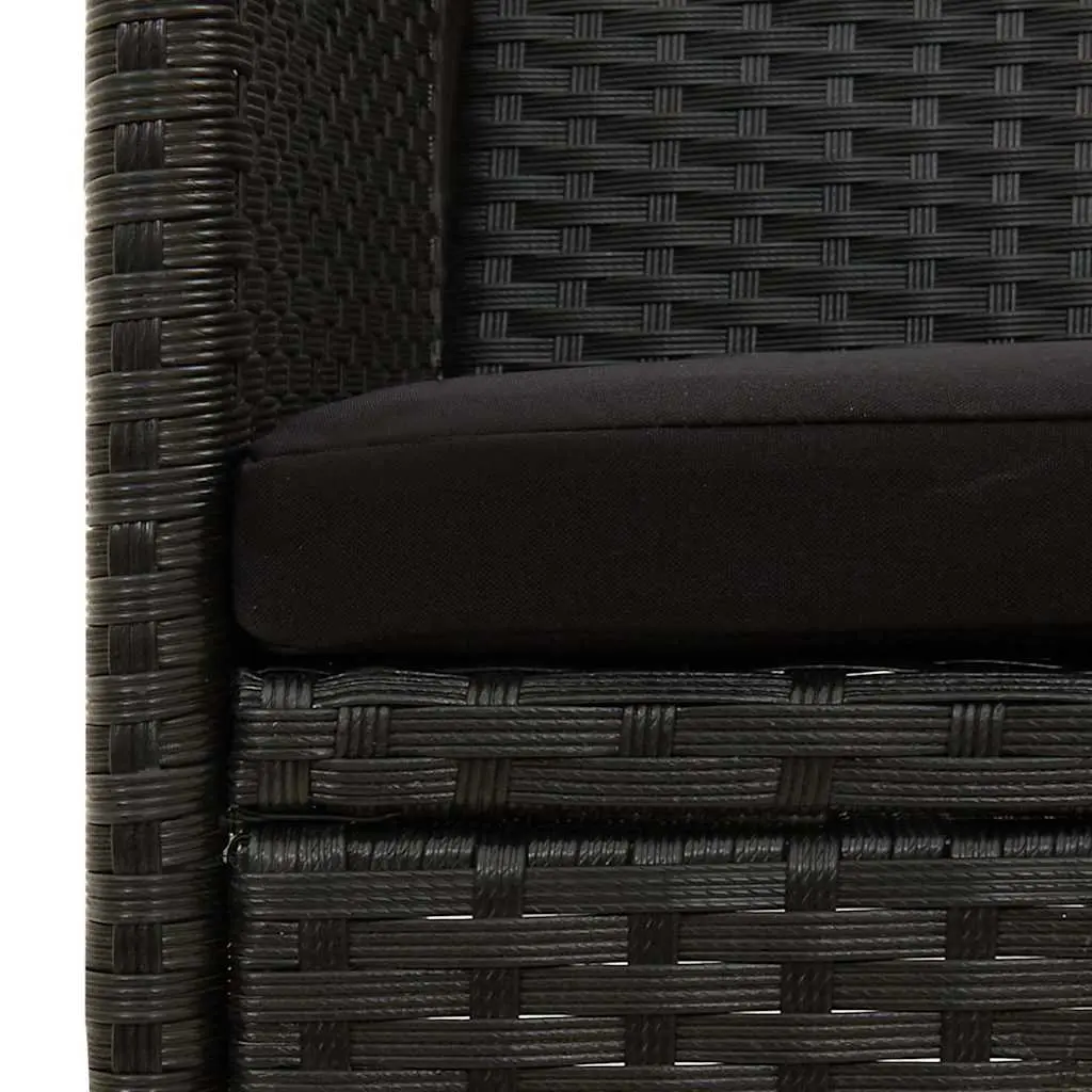 3-Seater Outdoor Garden Sofa Patio Bench Seat with Cushion Black Poly Rattan
