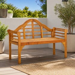Outdoor Garden Bench 125cm Solid Wood Acacia Brown Backrest Armrests Patio