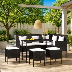 5 Piece L-Shaped Outdoor Sofa Set Patio Garden Lounge Furniture with Cushions
