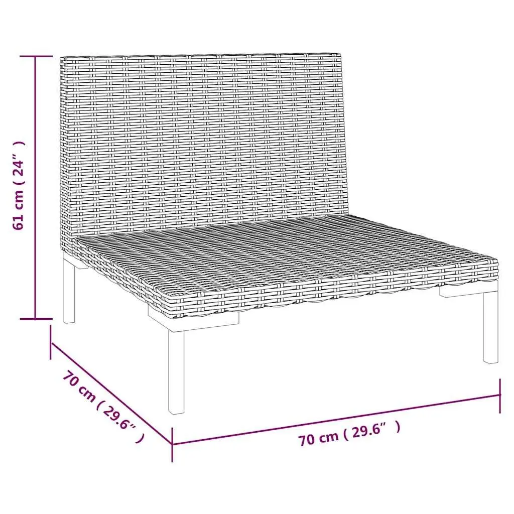 Outdoor Sectional Sofa Half Round Poly Rattan Garden Furniture Grey Cushions