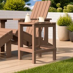 Adirondack Garden Side Table Brown Outdoor Patio Furniture Weather Resistant