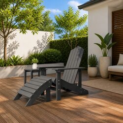 Adirondack Chair with Detachable Footstool Outdoor Garden Seating Anthracite