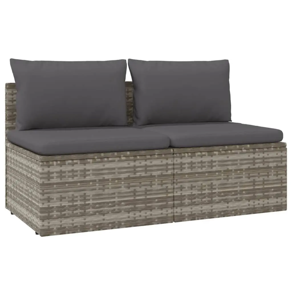 2-Seater Garden Sofa with Cushions Grey Outdoor Seating Poly Rattan Furniture