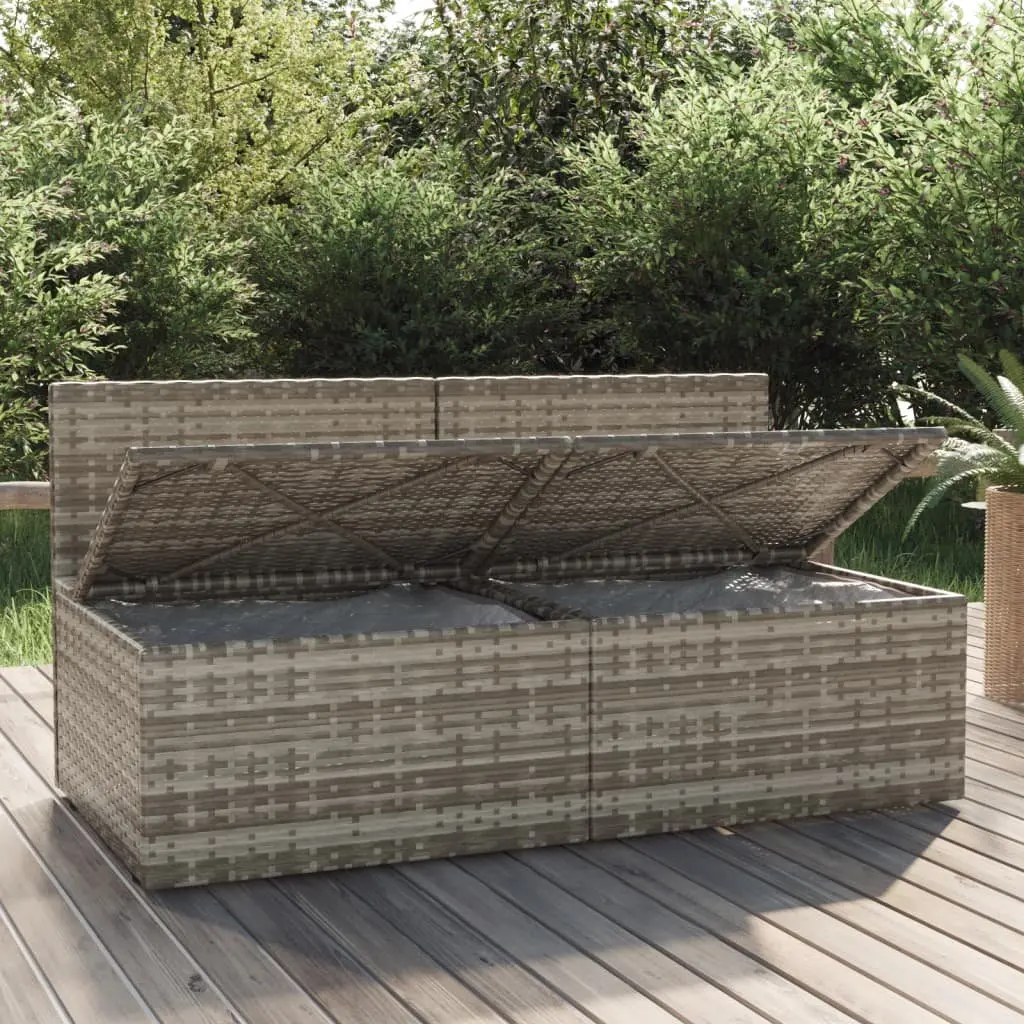 2-Seater Garden Sofa with Cushions Grey Outdoor Seating Poly Rattan Furniture