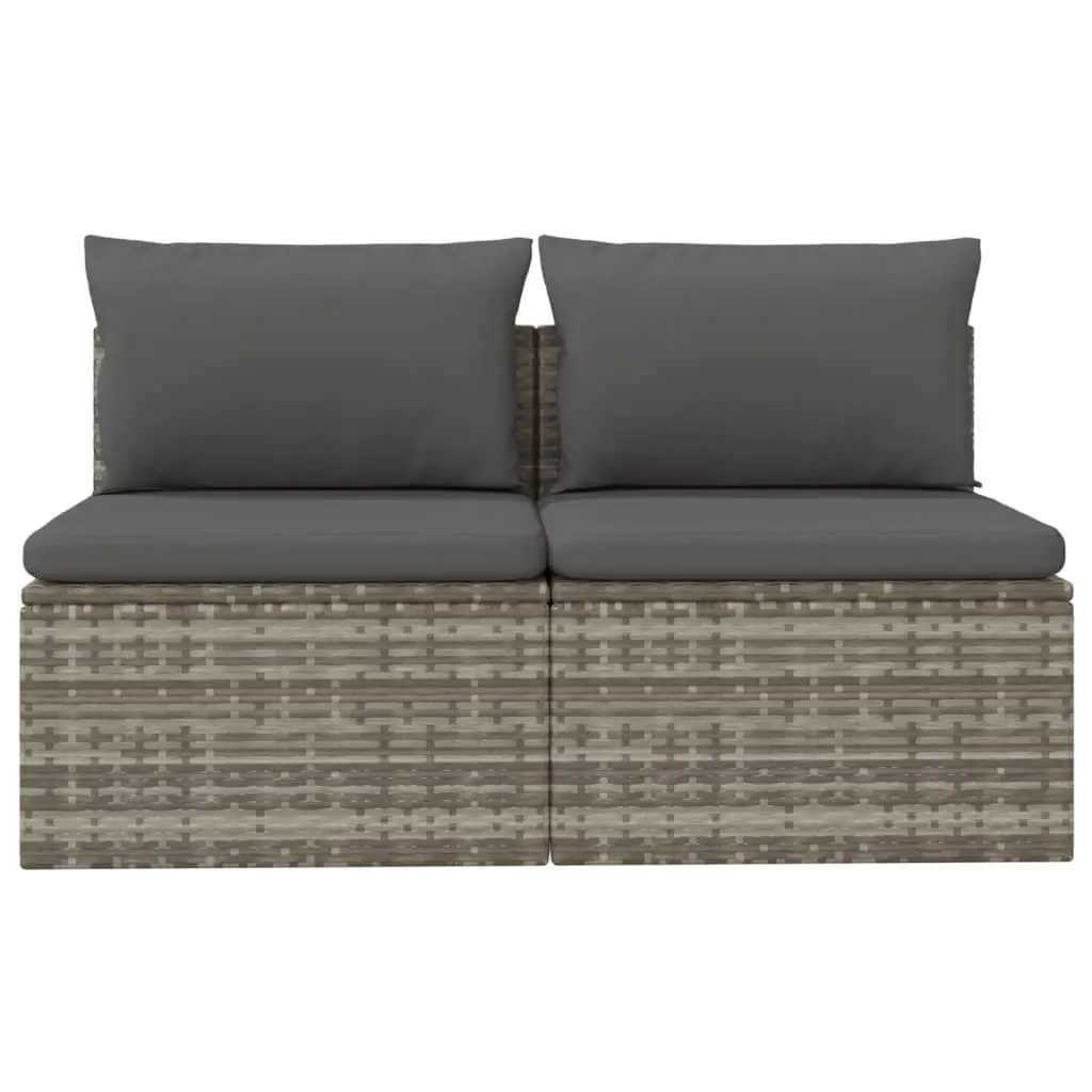 2-Seater Garden Sofa with Cushions Grey Outdoor Seating Poly Rattan Furniture