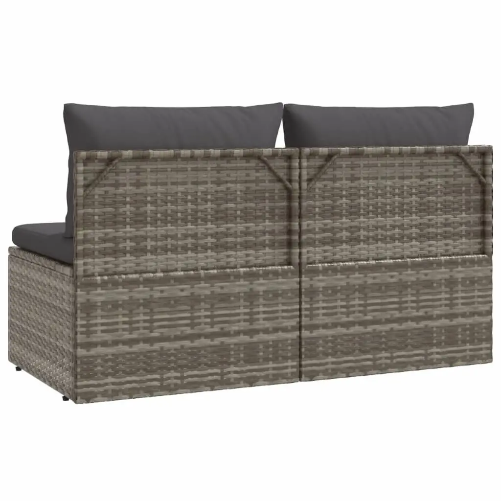 2-Seater Garden Sofa with Cushions Grey Outdoor Seating Poly Rattan Furniture