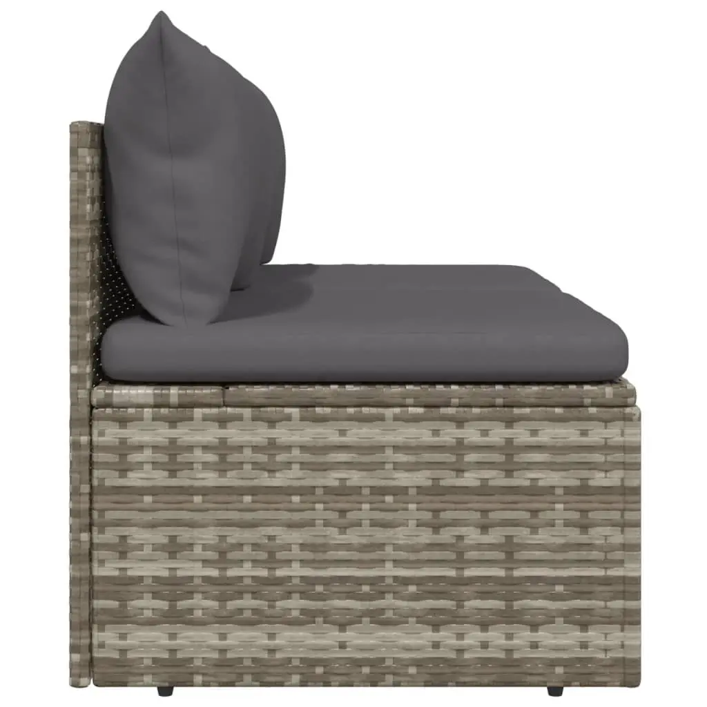 2-Seater Garden Sofa with Cushions Grey Outdoor Seating Poly Rattan Furniture