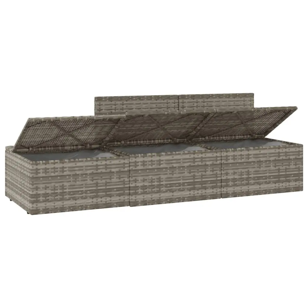 3 Piece Garden Lounge Set Poly Rattan Steel Frame Grey Outdoor Seating with Cushions