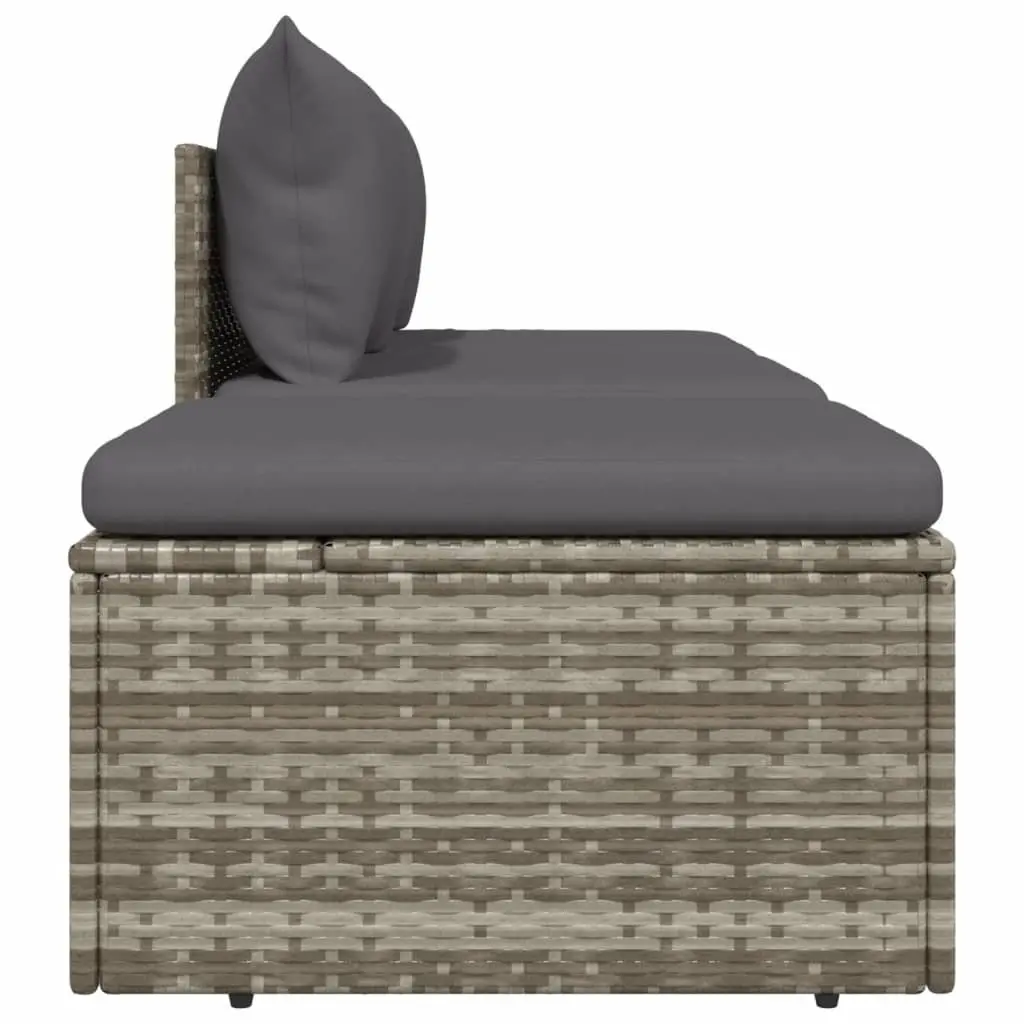 3 Piece Garden Lounge Set Poly Rattan Steel Frame Grey Outdoor Seating with Cushions