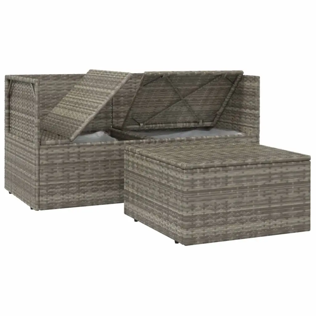 3 Piece Garden Lounge Set Outdoor Sofa with Cushions Grey Poly Rattan Patio
