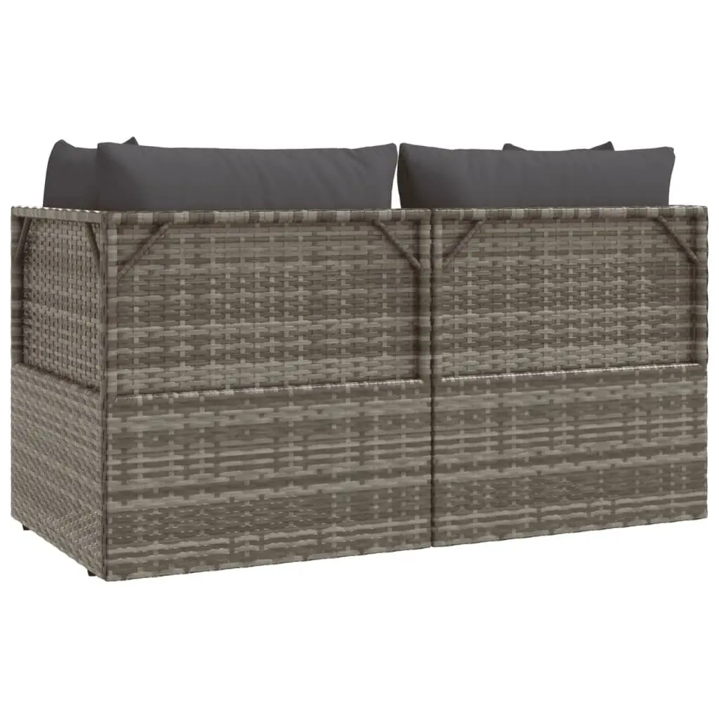 3 Piece Garden Lounge Set Outdoor Sofa with Cushions Grey Poly Rattan Patio