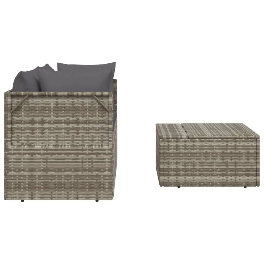 3 Piece Garden Lounge Set Outdoor Sofa with Cushions Grey Poly Rattan Patio
