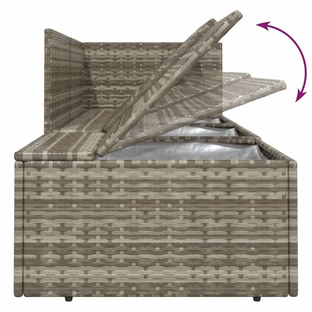 4 Piece Outdoor Garden Lounge Set Grey Poly Rattan Sofa with Cushions and Storage Box