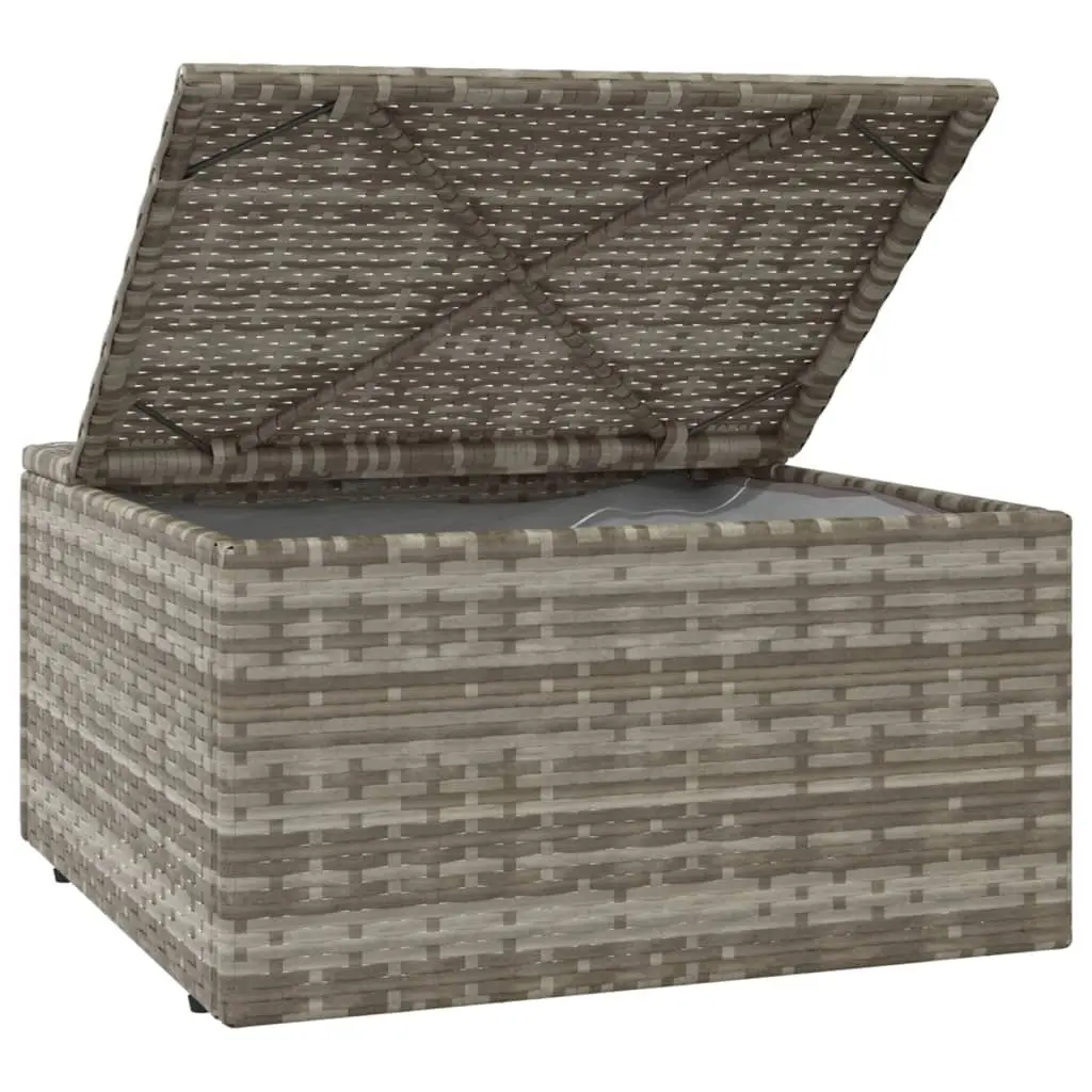 4 Piece Outdoor Garden Lounge Set Grey Poly Rattan Sofa with Cushions and Storage Box