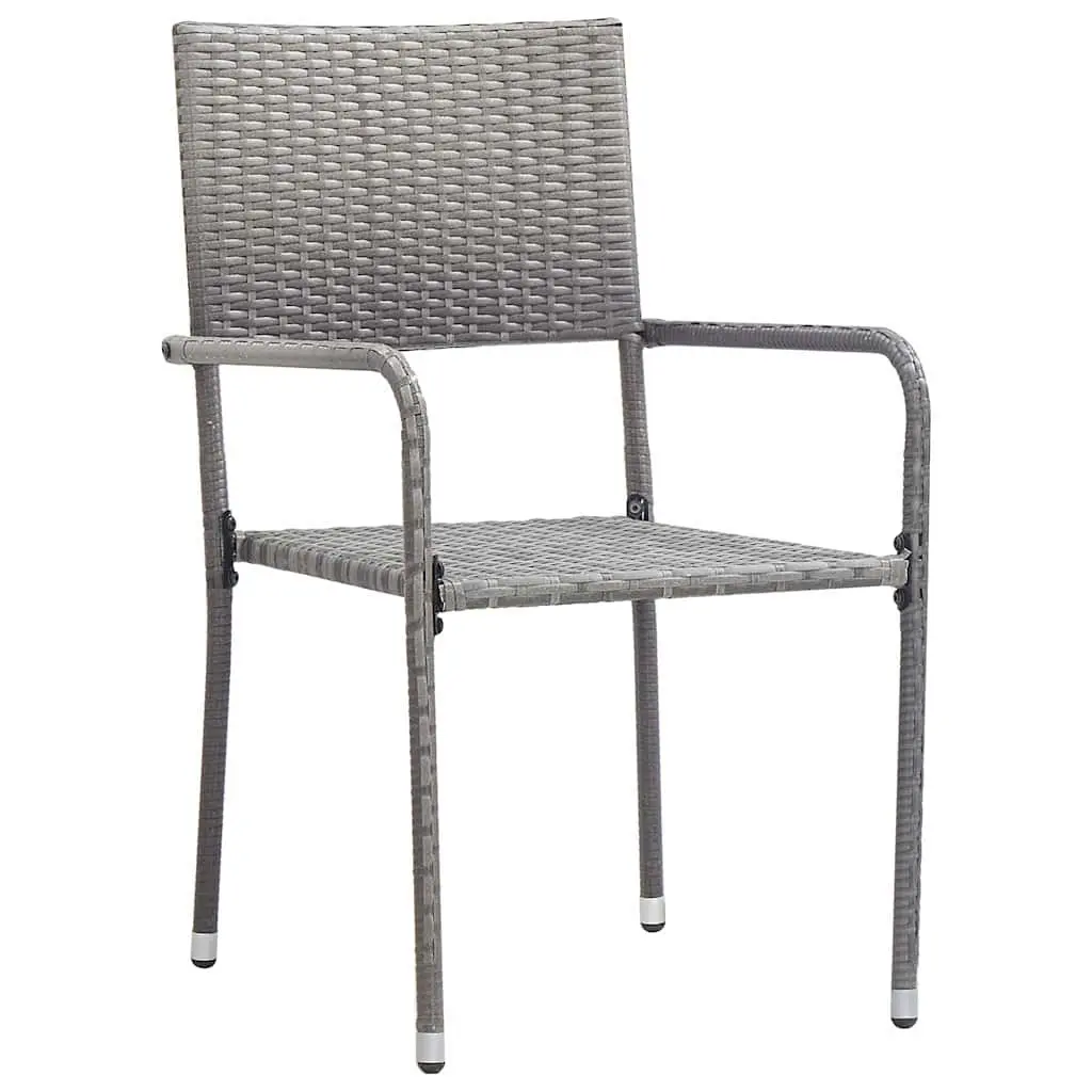 Outdoor Dining Chairs 4 pcs Stackable Garden Patio Seating Grey Poly Rattan