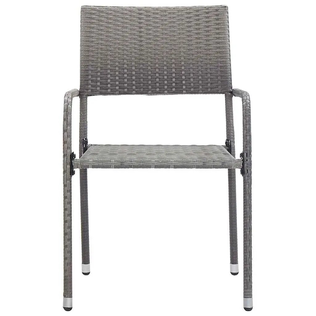 Outdoor Dining Chairs 4 pcs Stackable Garden Patio Seating Grey Poly Rattan