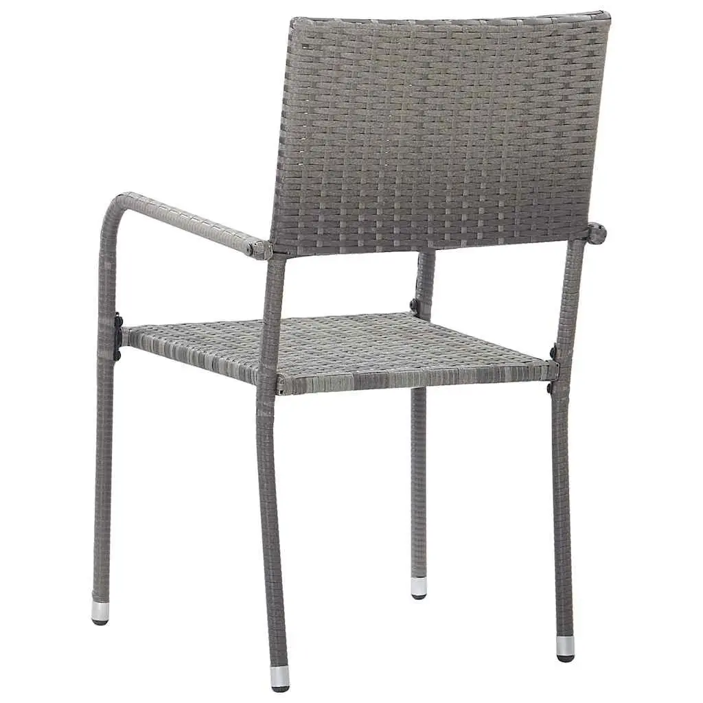Outdoor Dining Chairs 4 pcs Stackable Garden Patio Seating Grey Poly Rattan