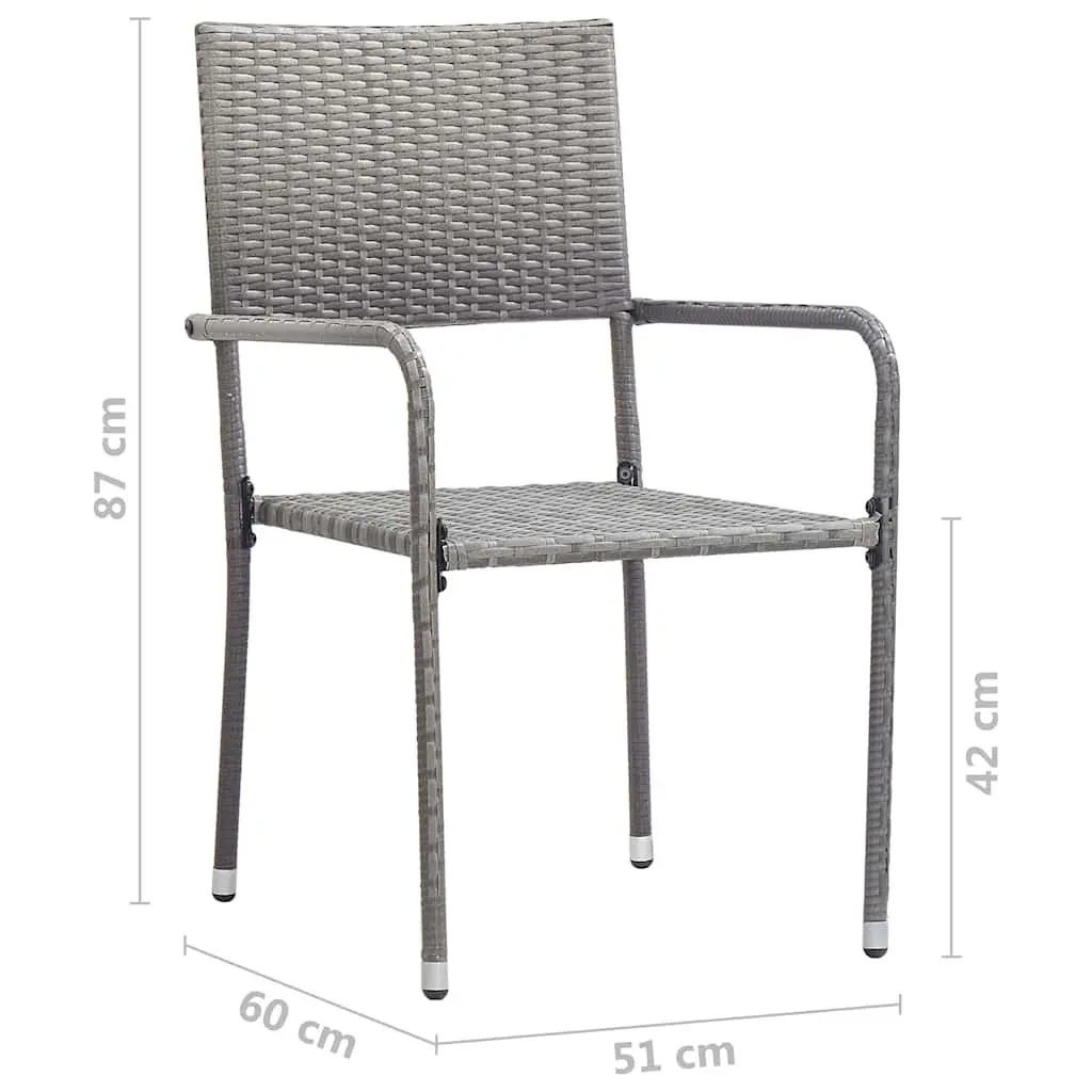 Outdoor Dining Chairs 4 pcs Stackable Garden Patio Seating Grey Poly Rattan