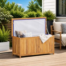 Garden Storage Box 114x50x58 cm Solid Teak Wood Outdoor Deck Chest