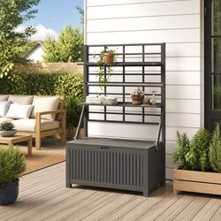 Outdoor Storage Box with Trellis Grey 99x50x160cm Solid Wood Garden Planter