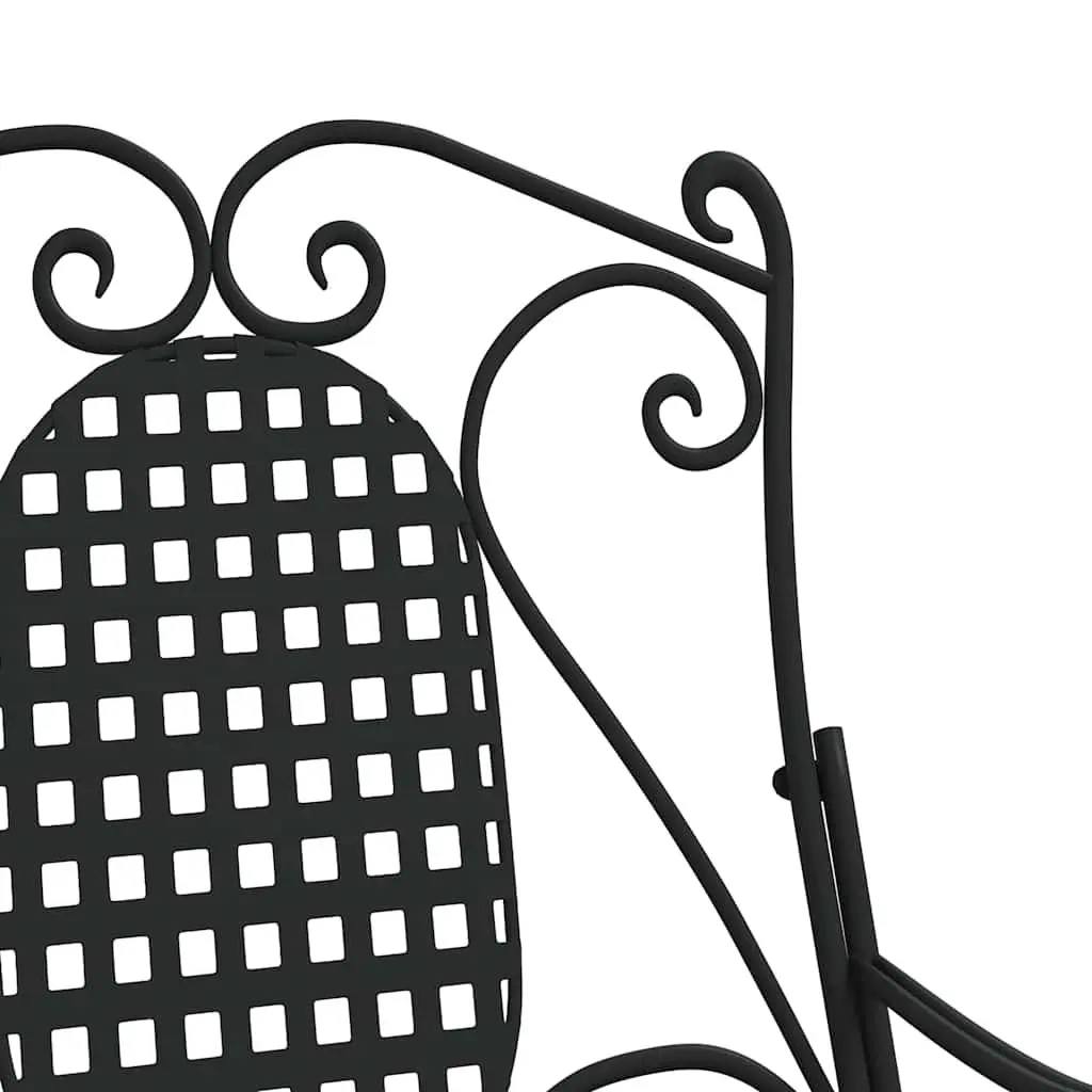 Rocking Bench High Back Support 84cm Black Metal Outdoor Garden Seating