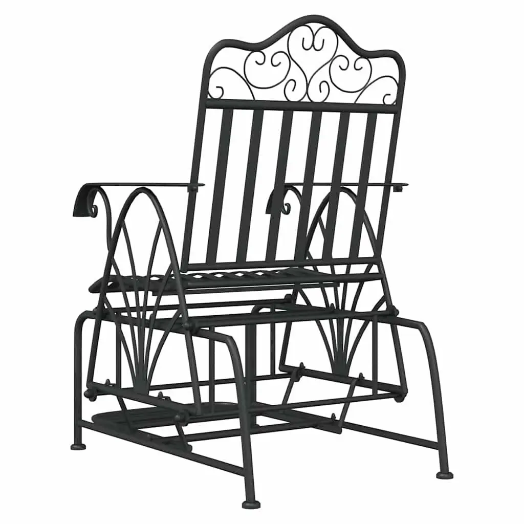 Outdoor Glider Bench Rocking Function 61cm Black Steel