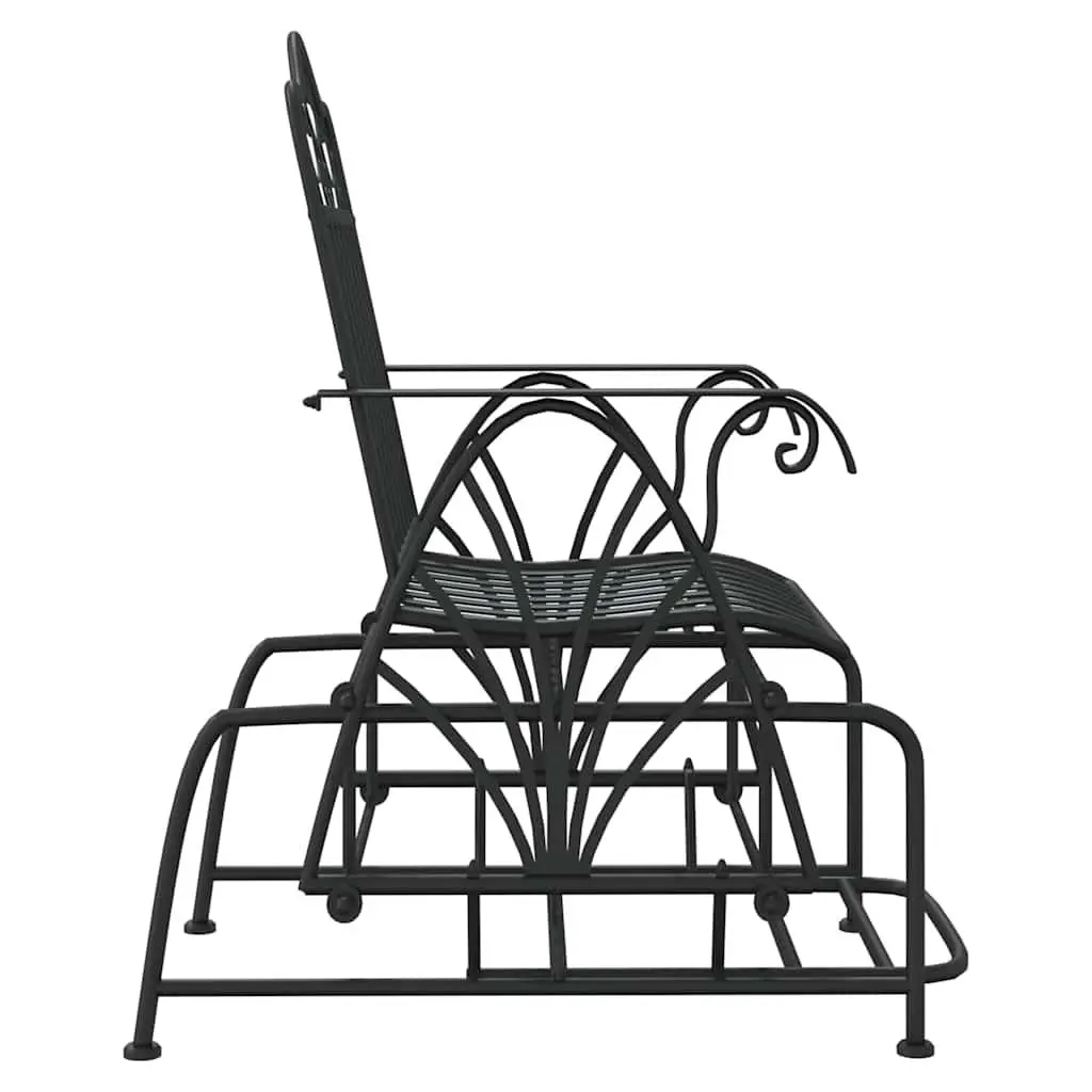 Outdoor Glider Bench Rocking Function 61cm Black Steel