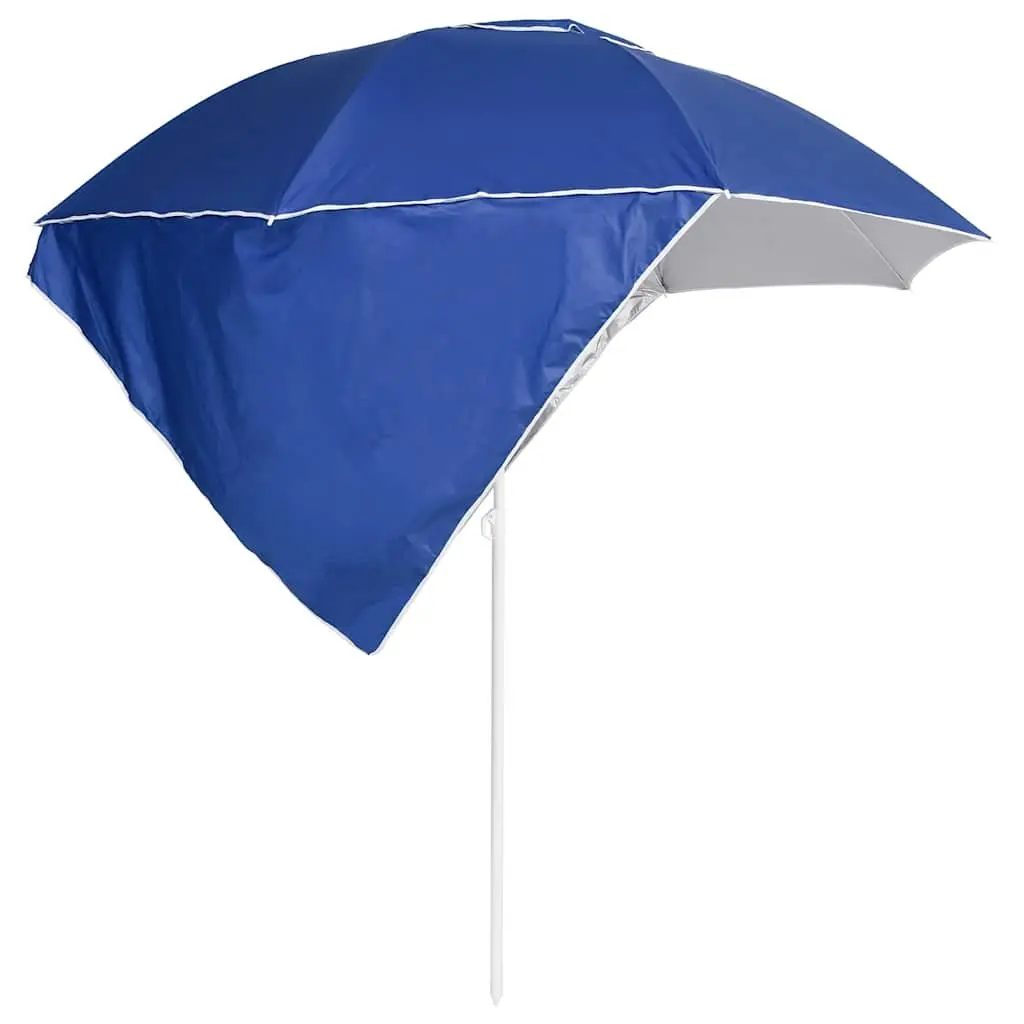 Beach Parasol Outdoor Sun Shelter with Detachable Side Walls 215cm Blue