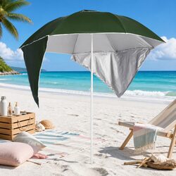 Beach Parasol with Detachable Side Walls Outdoor Sun Shelter Garden Shade 215cm