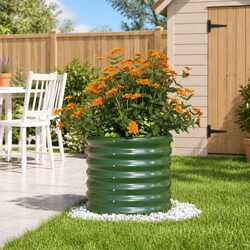 Garden Planter Raised Bed Outdoor Galvanised Steel Flower Pot Box Green