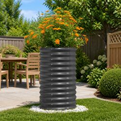 Garden Planter Raised Bed Outdoor Anthracite 40x40x68 cm Steel Flower Pot