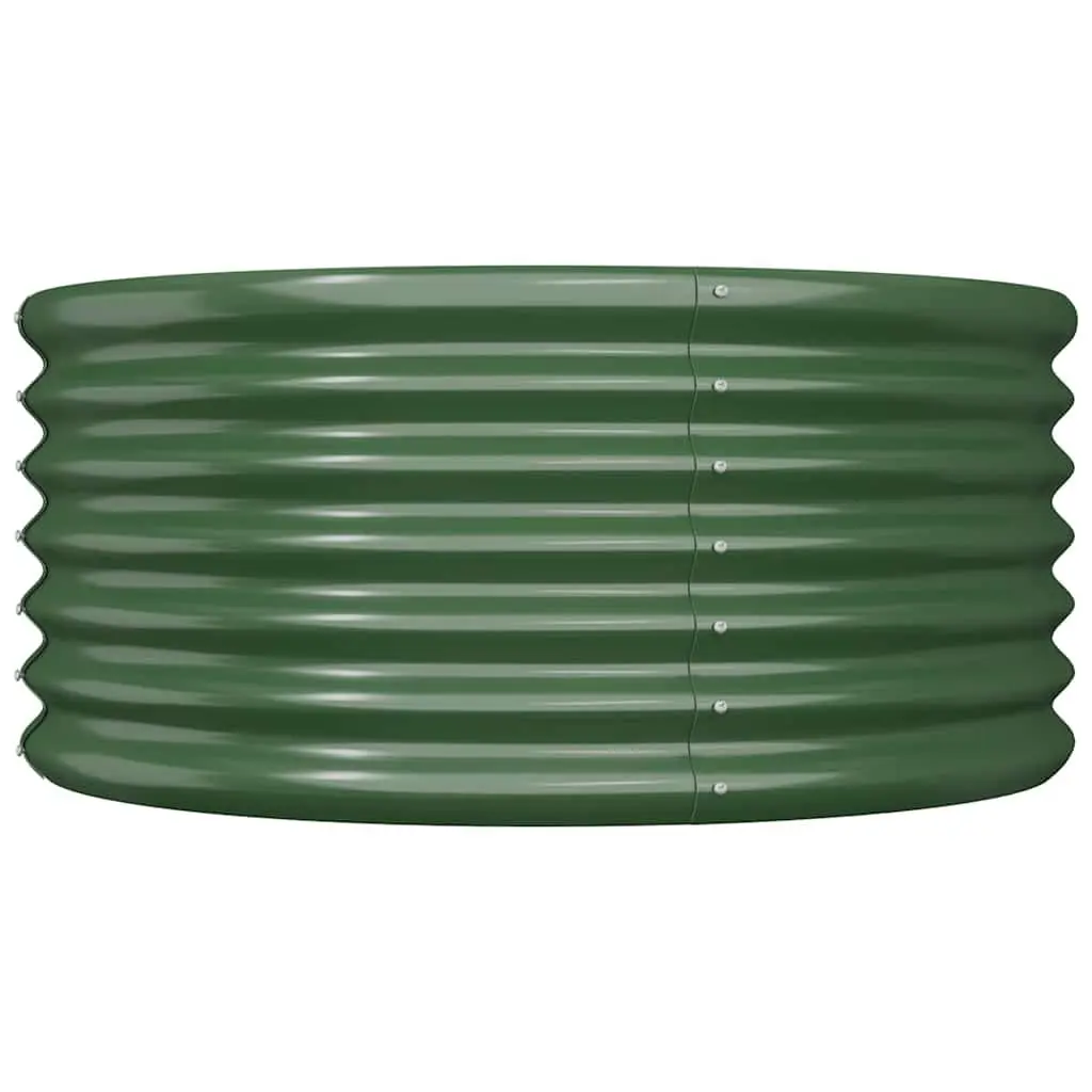 Garden Planter Raised Bed Galvanised Steel 80x80x36cm Green Outdoor
