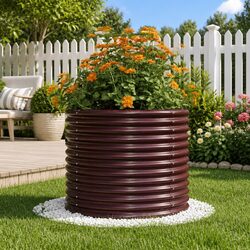 Garden Planter Raised Bed Outdoor Flower Pot Box Large Deep Brown Steel