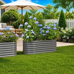 Garden Raised Bed Planter Box Galvanised Steel Outdoor Patio Balcony Flowers