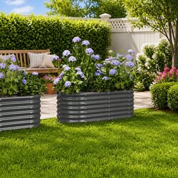 Garden Raised Bed Planter Box Galvanised Steel Outdoor Vegetable Flower Pot