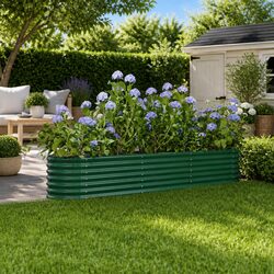 Garden Raised Bed Planter Box Outdoor Vegetable Flower Herb Pot Green Steel