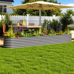Garden Raised Bed Galvanised Steel Planter Box Outdoor Vegetables Flowers Herbs