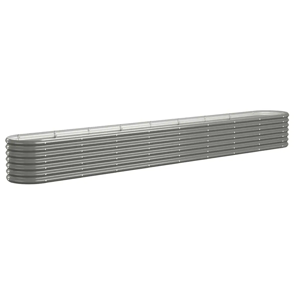 Garden Raised Bed Galvanised Steel Planter Box Outdoor Grey 332x40x36cm