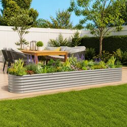 Garden Raised Bed Galvanised Steel Planter Box Outdoor Vegetable Flowers Herbs