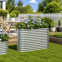 Raised Garden Bed Galvanised Steel Planter Box Outdoor Vegetables Flowers Herbs