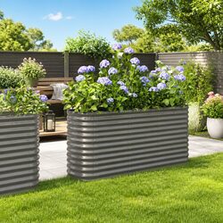 Garden Raised Bed Galvanised Steel Planter Box Outdoor Patio Vegetable Flower