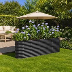 Raised Garden Bed Planter Box Anthracite Outdoor Vegetables Flowers Herbs Patio