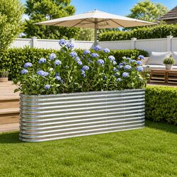 Galvanised Steel Raised Garden Bed Planter Box Outdoor Flowers Vegetables Herbs