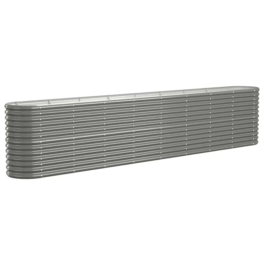 Garden Raised Bed Galvanised Steel Planter Box Outdoor Vegetable Flower Herb Pot Grey 332 x 40 x 68 cm