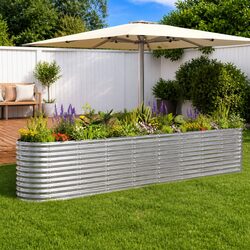 Galvanised Steel Raised Garden Bed Planter Box Silver Large Deep Outdoor